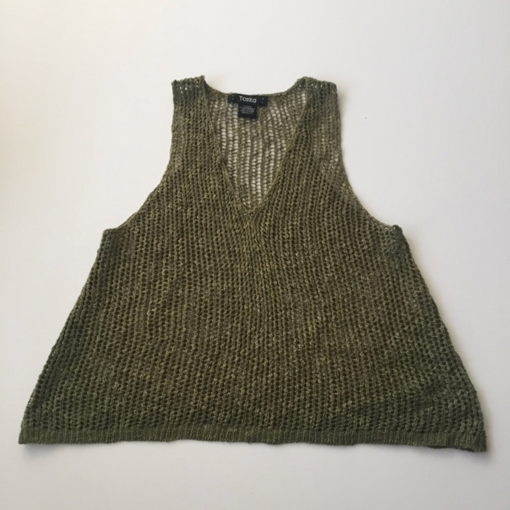 olive green woven sweater tank